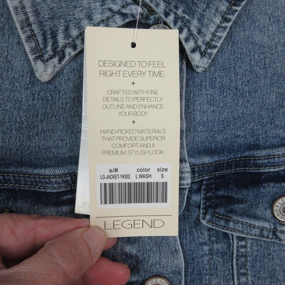 Legend Premium Denim Jacket Womens Small Light Wash Distressed NWT - Picture 12 of 16